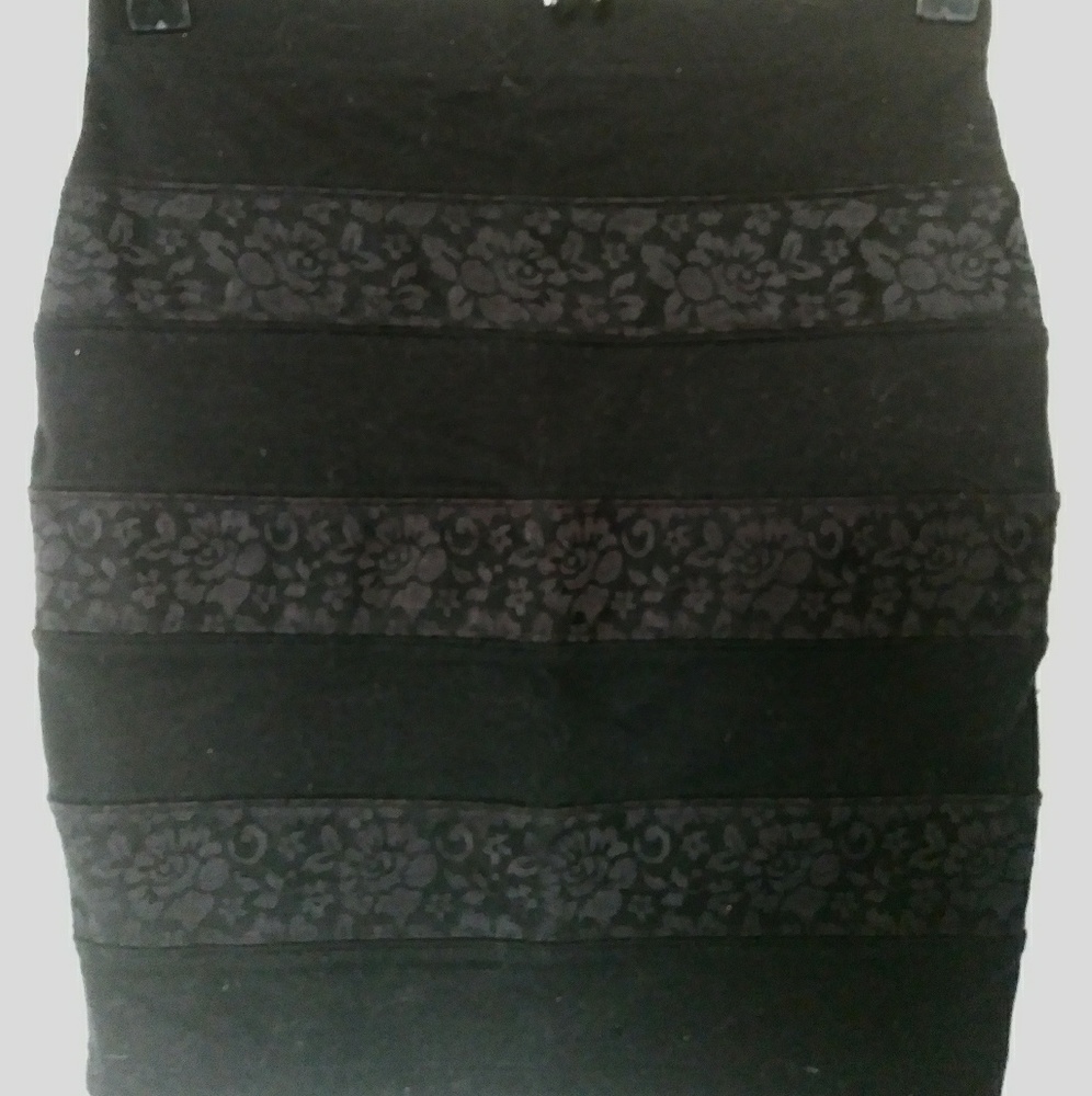 Black lace pencil skirt